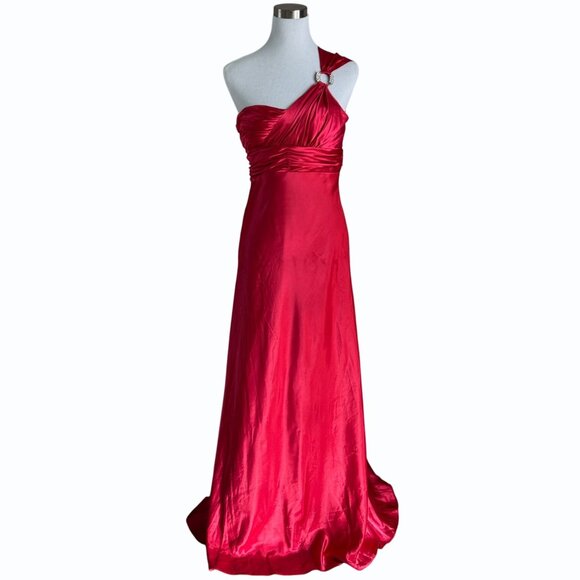 Adrianna Papell Hailey Logan Red Formal Gown Size 11/12 Rhinestone Prom y2k - Picture 2 of 12
